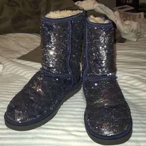 Reverse silver/blue sequin Ugg’s